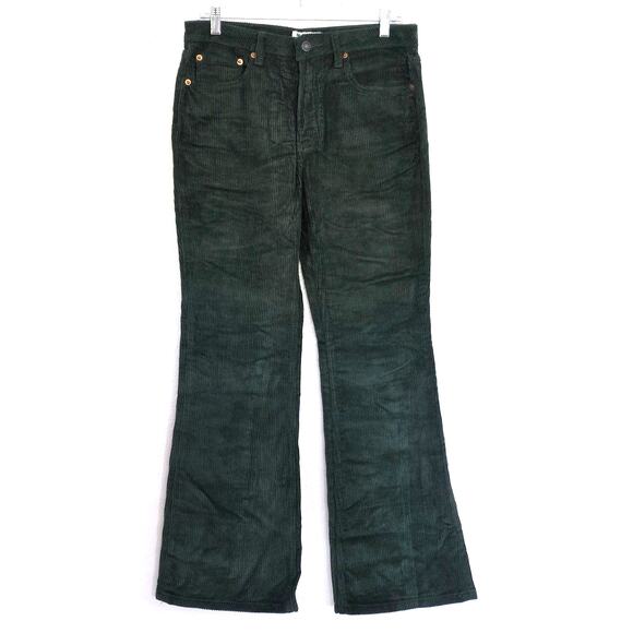 Motel Rocks Corduroy Bootleg Jeans in Cord Forest Green Size Medium 8/30 - Picture 2 of 12